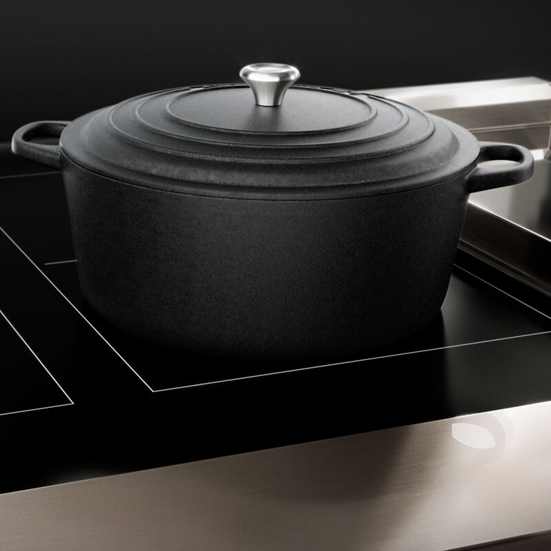 An induction cooktop with bridge elements and flexible cooking zones.