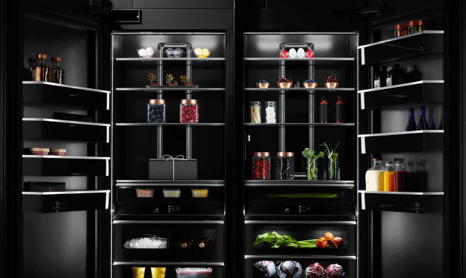 Ingredients neatly organized inside a refrigerator