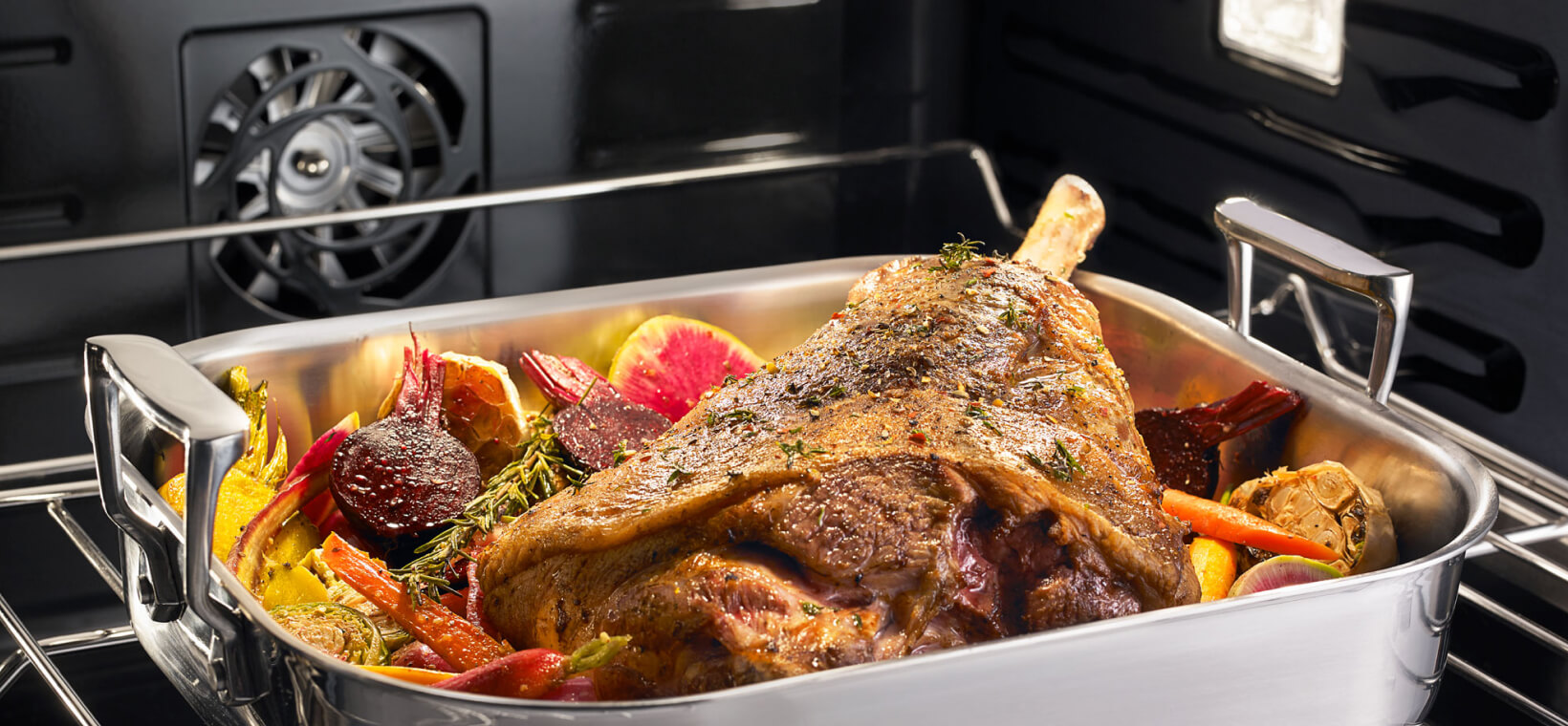 Food cooking in a convection oven