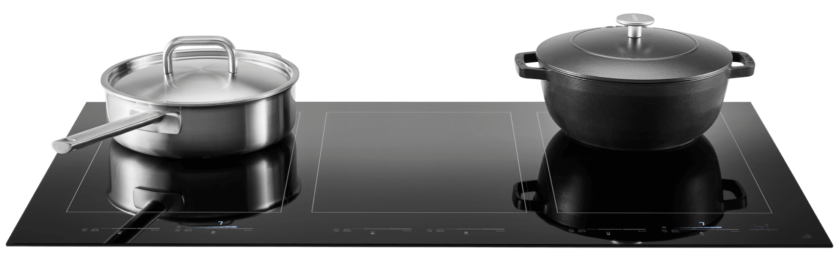 Pots and pans on a JennAir® induction cooking surface