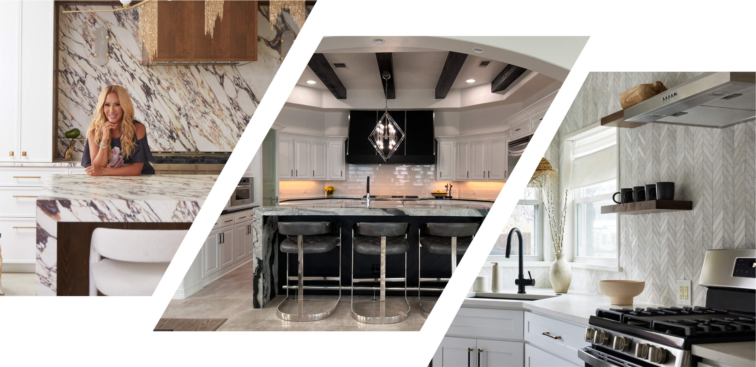 A series of images of contemporary luxury kitchens designed by Nikki Chu.