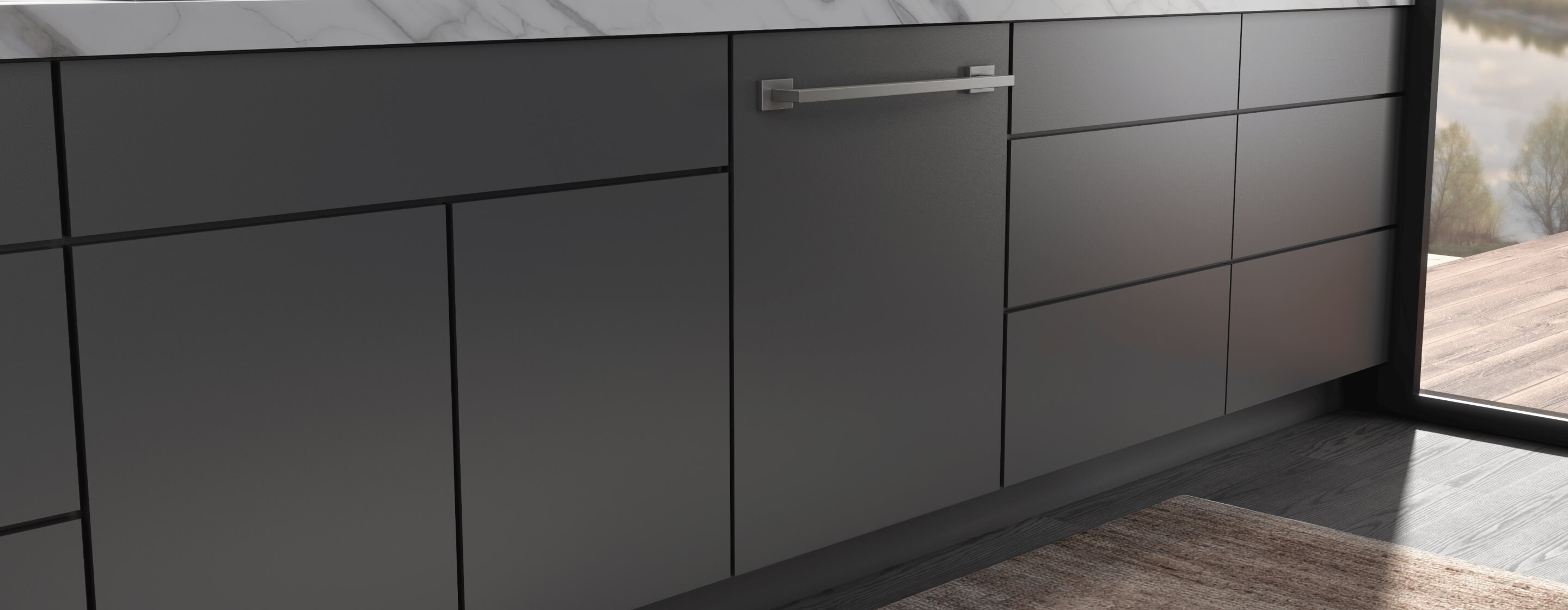 A panel-ready dishwasher blends seamlessly with cabinetry in a luxury kitchen.
