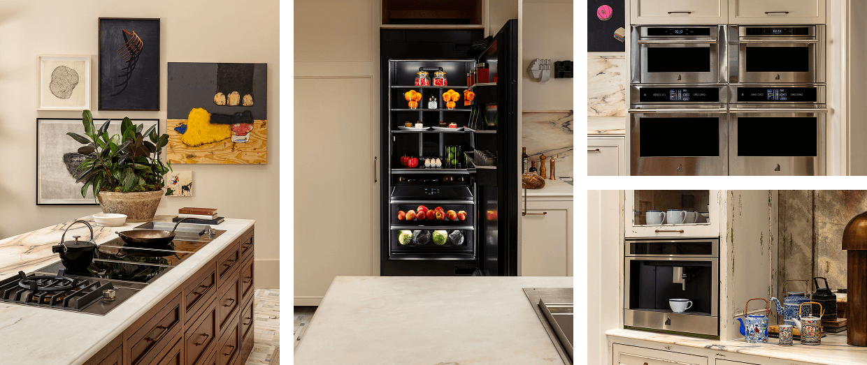 A collage of images featuring JennAir brand appliances.