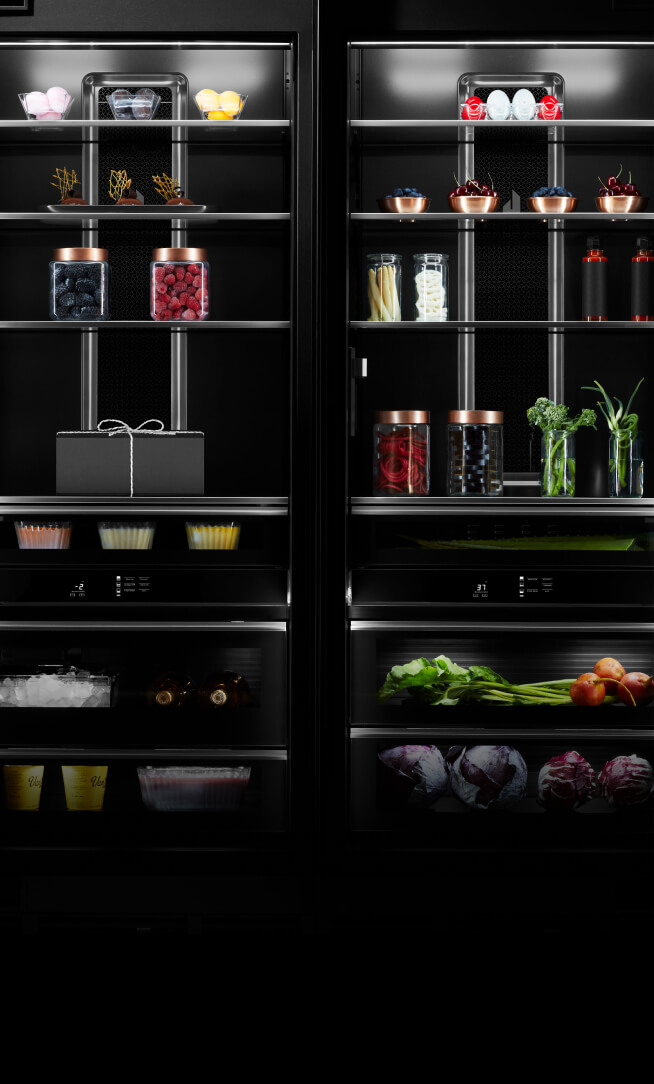 The interior of two Columns, filled with fine ingredients and luxury dishware. 