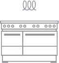 A professional-style induction range with an induction symbol above it.