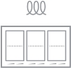 A three-element induction flex cooktop.