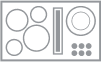An icon of a downdraft cooktop.