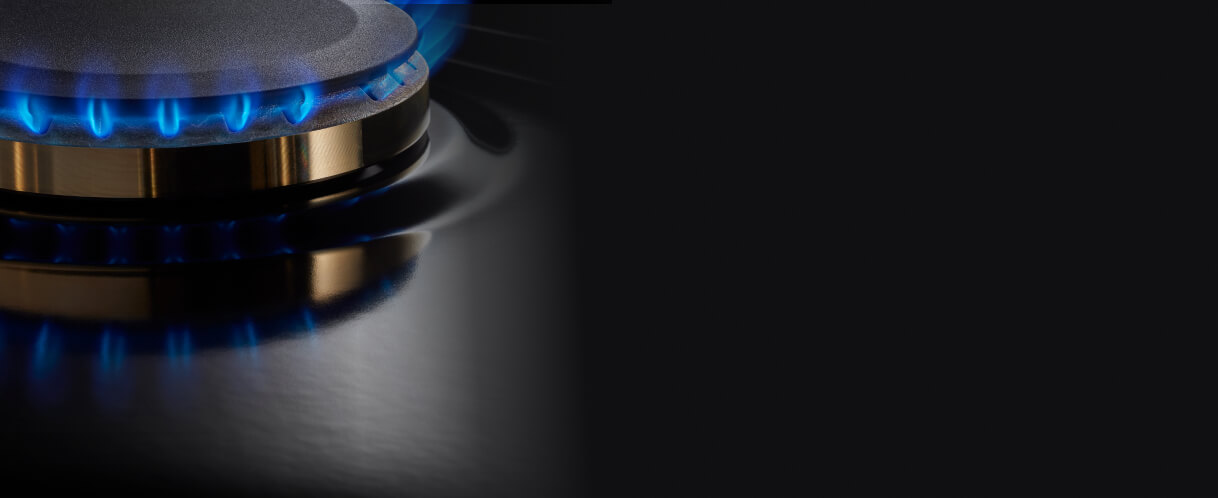 Closeup of the shining cooktop surface.