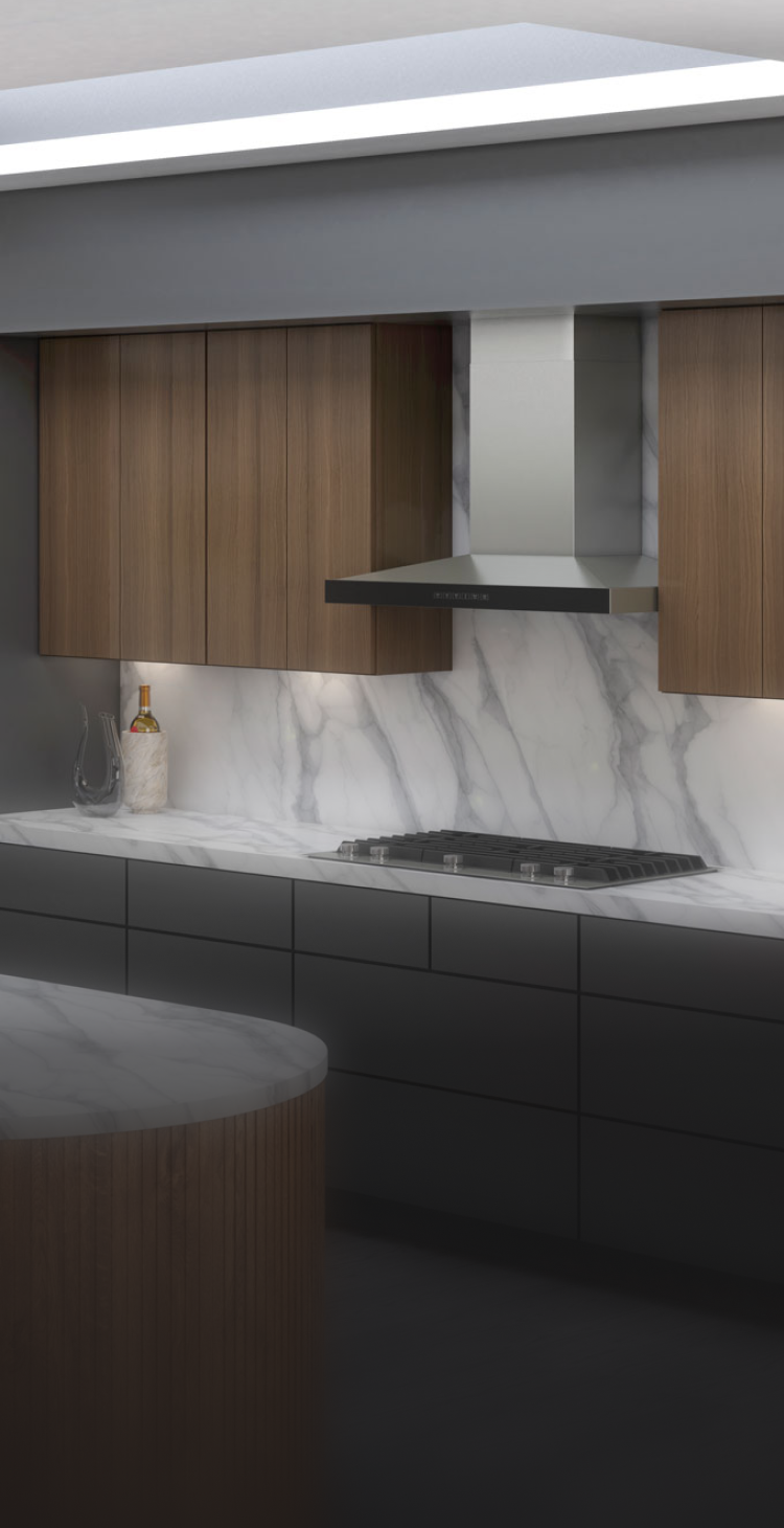 A JennAir® Gas Cooktop in a contemporary kitchen.