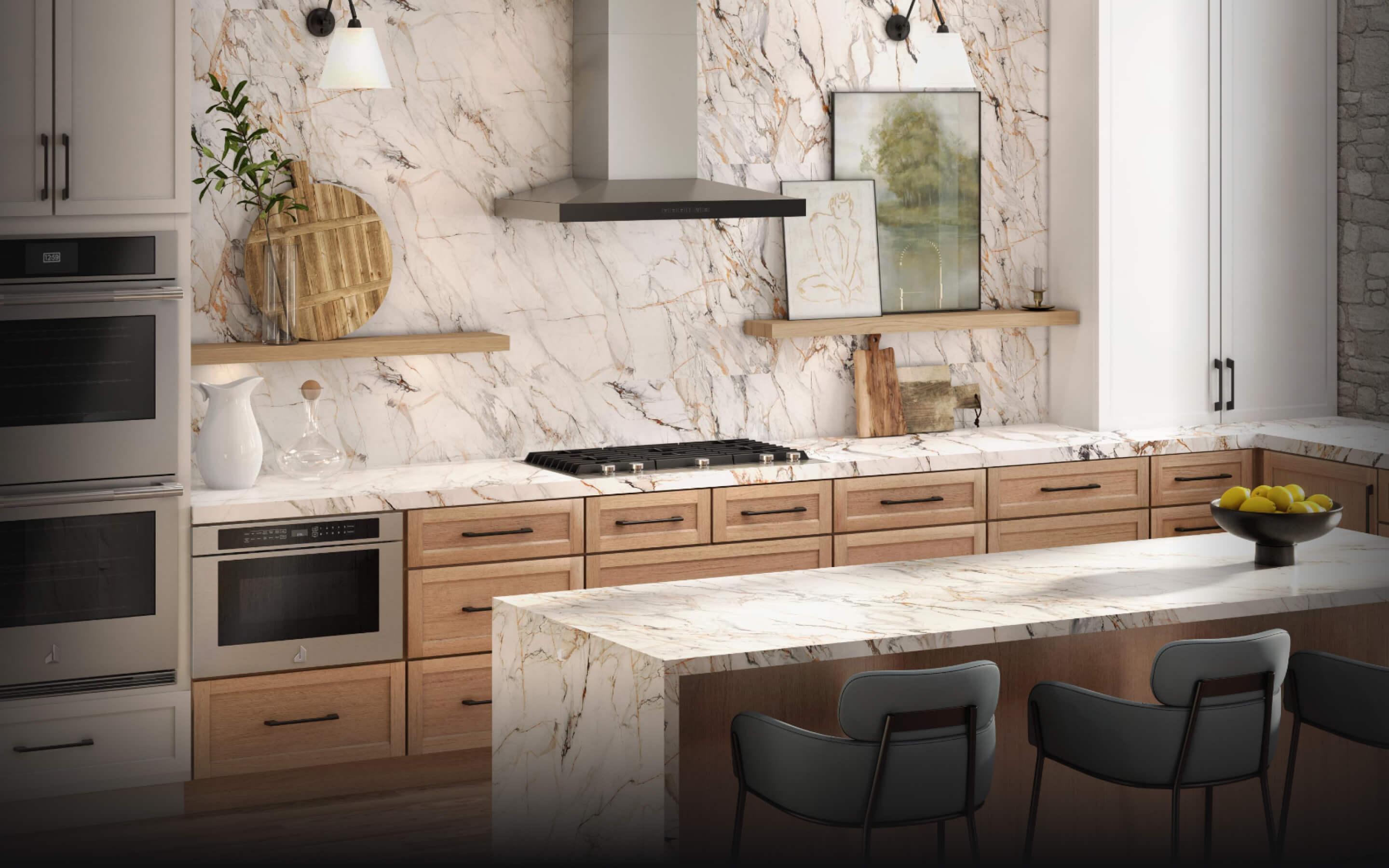 A JennAir® Gas Cooktop in a contemporary kitchen.