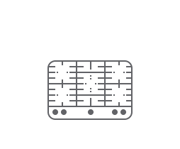 An icon of a 5 burner gas cooktop.