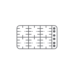 An icon of a 6 burner gas cooktop.