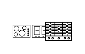 An icon of three cooktops. 