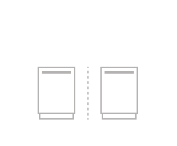 An icon of two dishwashers divided by a dashed line.
