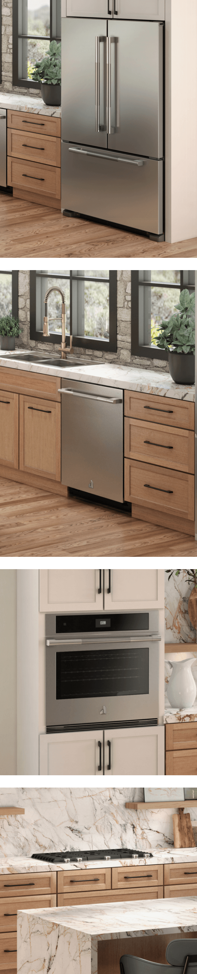 A contemporary luxury kitchen featuring a suite of JennAir® products.