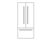An icon of a 36-inch french door refrigerator.
