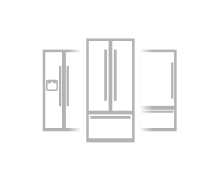 A trio of freestanding refrigerator icons. 