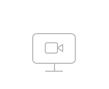 An icon of a video camera inside of a computer monitor.