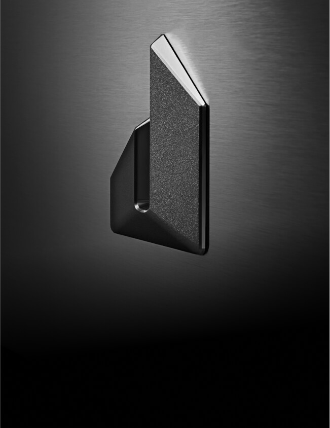 The Defiant J badge on a RISE™ Wall Oven.