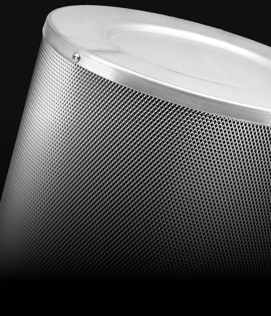 A stainless steel baffle filter.