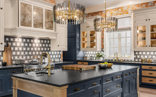 A luxury kitchen island designed for entertaining.