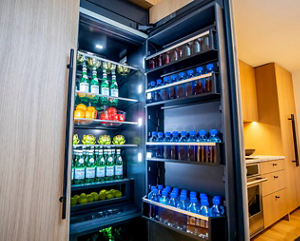 Beverages and food items in a JennAir® Built-In Refrigerator
