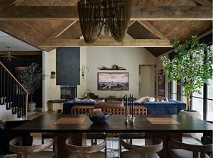 A view into the living room from the kitchen