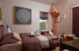 A pastel pink bedroom