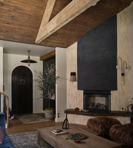 A living room fireplace
