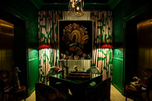 A dramatic gaming room in the Kips Bay Dallas Show House 