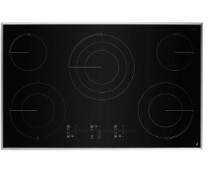 A JennAir® 36-inch radiant with tap touch cooktop pair.