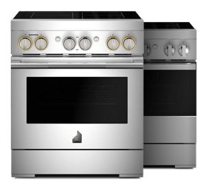 A collage of two 30" JennAir professional-style induction ranges.