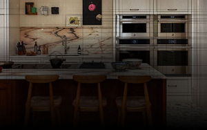 A sketch of a luxury kitchen.