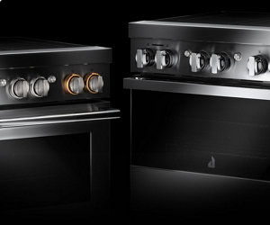 The knobs and handles of a RISE™ and NOIR™ induction range.