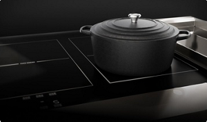A cast-iron dutch oven on an induction range.