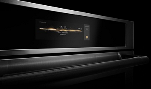 The redesigned user interface and screen of the wall oven.