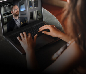 A person interacting with a concierge virtually.