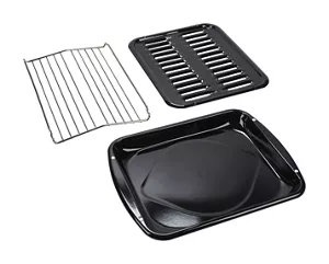 Premium Range Porcelain Broiler Pan and Roasting Rack - Grey (Includes Pan and Grid)