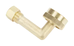 Dishwasher Brass Gooseneck Fitting with washer, 3/4" NH x 3/8" compression fitting