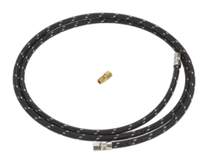 Refrigerator Water Line Installation Kit, Black, with (1) 7'L industrial braided flexible hose and (1) brass union