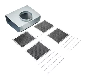 Range Hood Wall Recirculation Kit with 2 Charcoal Filters, 4 Clips, and a Deflector Damper - Silver